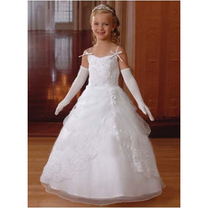 Pretty Custom Ball Gown Spaghetti Straps White Full Length First Communion Dresses with Jacket