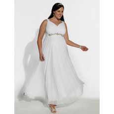 Empire Waist Ankle Length Plus Size Chiffon Bridal Wedding Dresses