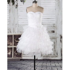 Charming A-Line Sweetheart Strapless Ruffled Layered Tulle Wedding Dresses
