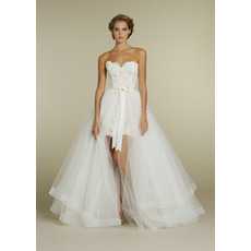 Modern Sheath Sweetheart Pleated Layered Tulle High-Low Wedding Dresses