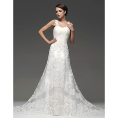 Stylish A-Line Straps Floor Length Organza Satin Wedding Dresses