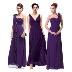 New Style Stylish Long Pleated Chiffon Bridesmaid Dresses/ Beautiful Discount Wedding Party Dresses