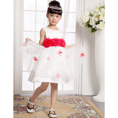 Pretty A-Line Round/Scoop Mini/Short Satin Organza Easter Dresses/ Flower Girl Dresses