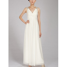 Elegant Cheap Wide Straps Ankle Length Chiffon Evening Dresses with Twist Drape Detail