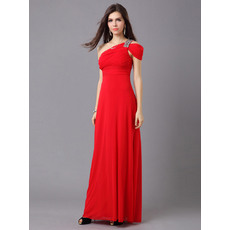 Classic Sheath/ Column Ruched Bust Chiffon Evening Party Dresses with Cold Shoulder Cutout