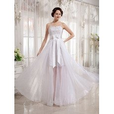 Modern Beaded Appliques Sheath Sweetheart Wedding Dress with Overlay Organza Skirt