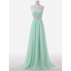 Elegant A-Line Sweetheart Pleated Chiffon Evening Dress with Beaded Appliques Detail