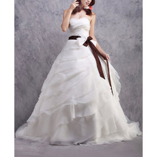 Gorgeous Ball Gown Organza Wedding Dresses with Ruched Bust and Layered Skirt