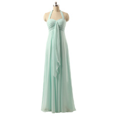 Fashion Style Halter Sweetheart Full Length Chiffon Bridesmaid Dresses with with Front Cascade