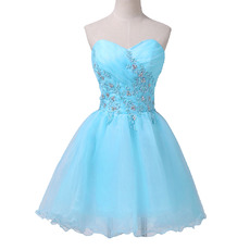 Perfect Ball Gown Sweetheart Short Organza Cocktail Homecoming Dresses with Beading Applique
