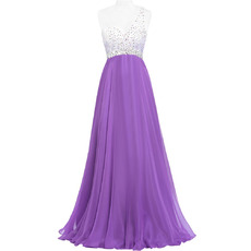 Gorgeous One Shoulder Chiffon Evening/ Prom Dresses with Beading Crystal Bodice