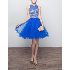 Shimmers Brilliantly Beading Crystal Embroidered Short Tulle Homecoming/ Party Dresses