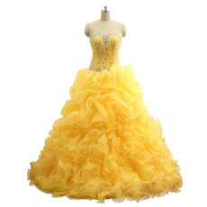 Gorgeous Ball Gown Ruffle Layered Prom Party Dresses/ Quinceanera Dresses with Rhinestone Beading Bodice