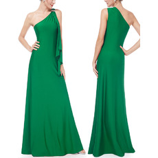 Elegant One Shoulder Floor Length Satin Formal Evening Dresses