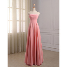 Affordable Simple Strapless Full Length Chiffon Bridesmaid Dresses