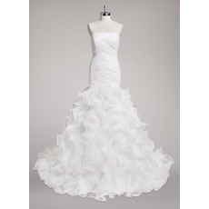 Romantic Criss-Cross Bodice Organza Wedding Dress with Ruffles Galore Skirt