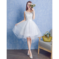 Charming A-Line Sleeveless Knee Length Layered Organza Wedding Dresses