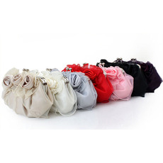 Fashionable Satin Flowers Front Wedding Party Evening Handbags/ Purses/ Clutches