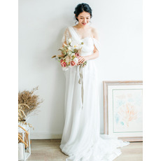 Perfect Asymmetric One Shoulder Long Length Chiffon Bridal Dresses with Cowl back