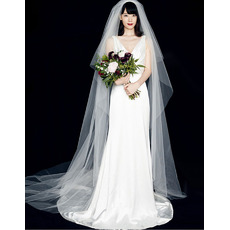 Simple Sheath Double V-Neck Satin Wedding Dresses with Pleated Detail