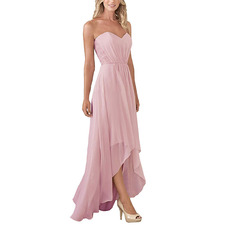 Chic A-Line Sweetheart High-Low Pleated Chiffon Bridesmaid Dresses with Lace Bodice