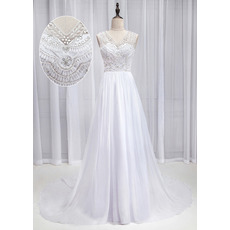 Gorgeous and Sexy A-line Chiffon Wedding Dresses with Beaded Embellished Bodice