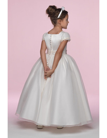 Princess Classic Ball Gown Square Cap Sleeves Ankle Length Ruffled ...