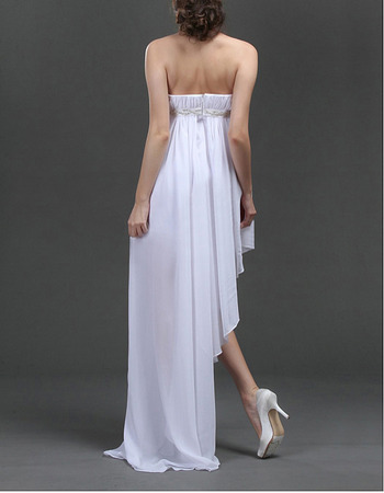 Stylish A-Line Strapless White Chiffon Asymmetric Wedding Dresses - US ...