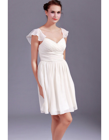 Pretty Simple Sweetheart Chiffon Bridesmaid Dresses with Pleated Bust and Skirt
