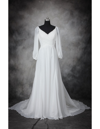 plus size chiffon wedding dresses with sleeves