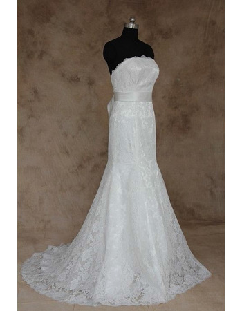 Stylish New Style Sheath Strapless Full Length Lace Wedding Dresses ...