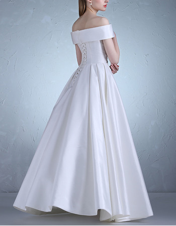 Custom Off-the-shoulder Floor Length Satin Wedding Dresses with ...