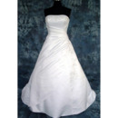 A-Line Strapless Satin Plus Size Wedding Dresses with Beading Embroidered Detail