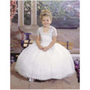 Custom Princess Ball Gown Spaghetti Straps White Tulle First Communion Dresses with Jacket