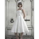 Romantic A-Line Straps Tea Length Reception Lace Bridal Wedding Dresses