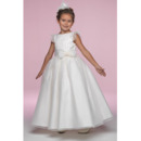 Affordable Pretty Ball Gown Bateau Ankle Length Ruffled Sleeves Organza Flower Girl/ First Communion Dresses