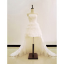 Special and Beautiful A-Line Strapless Mini/ Short Wedding Dresses with Detachable Train