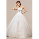 Inexpensive Ball Gown Sweetheart Floor Length Satin Organza Wedding Dresses