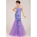 Seductive All Over Ruched Stretch Taffeta Evening Dresses with Mermaid Tulle Skirt