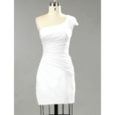 Chic One Shoulder Sheath/ Column Satin Short Beach Wedding Dresses
