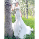 Romantic Mermaid Court Train Crystal Beading Organza Wedding Dresses with 3D Flowers