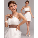 Chic Column Strapless Satin Wedding Dresses with Organza Split-front Overlay