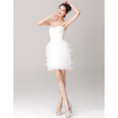 Pretty Beaded Sweetheart Column Short Wedding Dresses with Tiered Feather Skirt