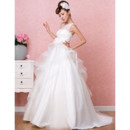 Modern One Shoulder Floor Length Satin Wedding Dresses with Layered Draped High-Low Skirt
