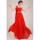 New Style One Shoulder A-Line Floor Length Pleated Bridesmaid Dresses/ Charming Flowing Chiffon Wedding Party Dresses with