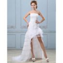 Modern Beaded Bodice High-Low Wedding Dresses with Organza Tiered Skirt