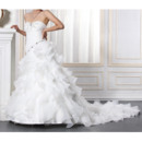 Shimmering Beading Chapel Train Organza Wedding Dresses with Breathtaking Layered Skirt