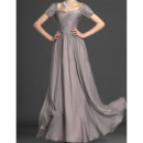 Unique Sweetheart Pleated Chiffon Mother of the Bride Dresses with Short Sleeves