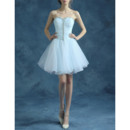 Cute Tight Beaded Sweetheart Short Tulle Homecoming Party Dresses with Ruching Bodice
