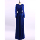Vintage Side-draped Chiffon Skirt Mother Dresses for Party with Long Length Sleeves